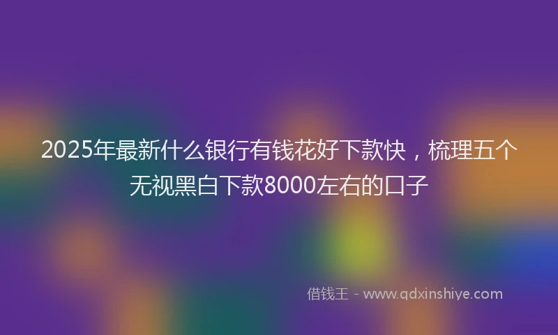 2025年最新什么银行有钱花好下款快，梳理五个无视黑白下款8000左右的口子