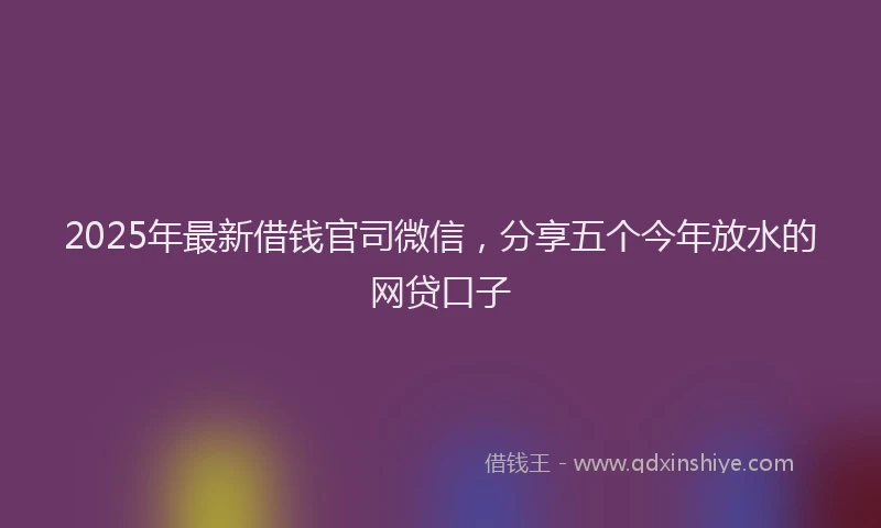 2025年最新借钱官司微信，分享五个今年放水的网贷口子