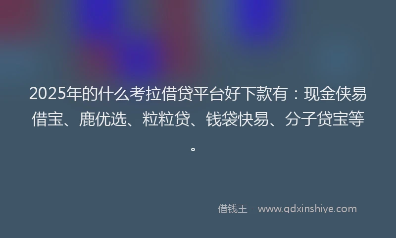 2025年的什么考拉借贷平台好下款有：现金侠易借宝、鹿优选、粒粒贷、钱袋快易、分子贷宝等。