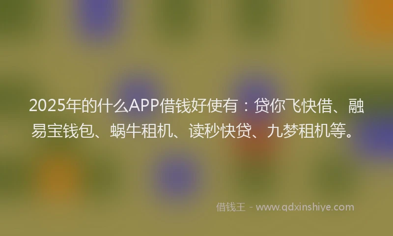 2025年的什么APP借钱好使有：贷你飞快借、融易宝钱包、蜗牛租机、读秒快贷、九梦租机等。