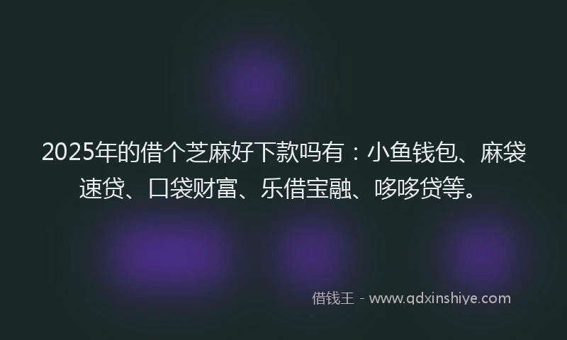 2025年的借个芝麻好下款吗有：小鱼钱包、麻袋速贷、口袋财富、乐借宝融、哆哆贷等。