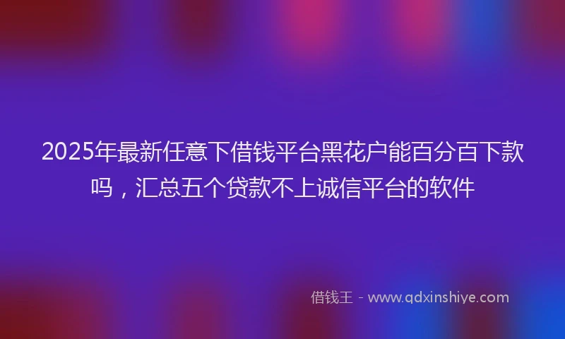 2025年最新任意下借钱平台黑花户能百分百下款吗，汇总五个贷款不上诚信平台的软件