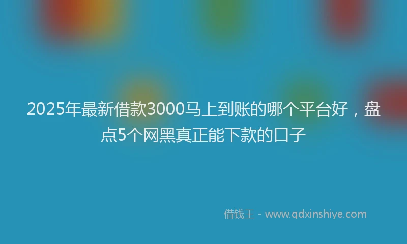 2025年最新借款3000马上到账的哪个平台好，盘点5个网黑真正能下款的口子