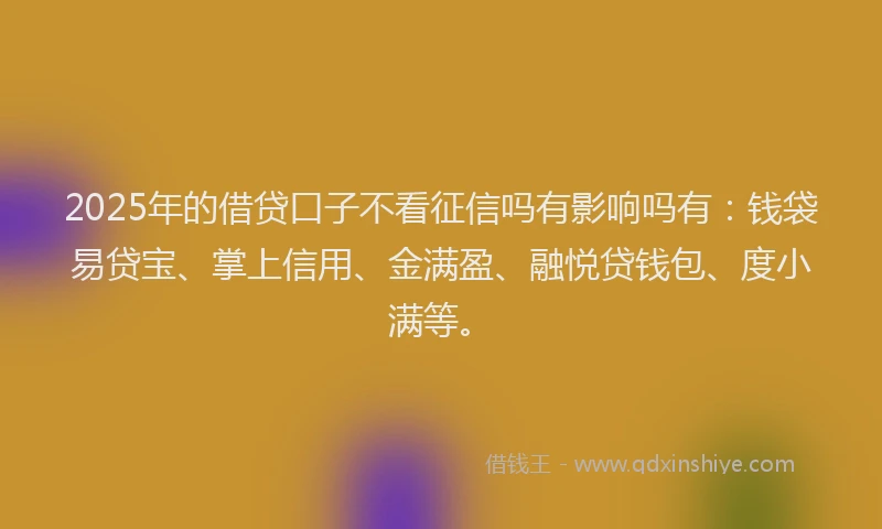 2025年的借贷口子不看征信吗有影响吗有：钱袋易贷宝、掌上信用、金满盈、融悦贷钱包、度小满等。