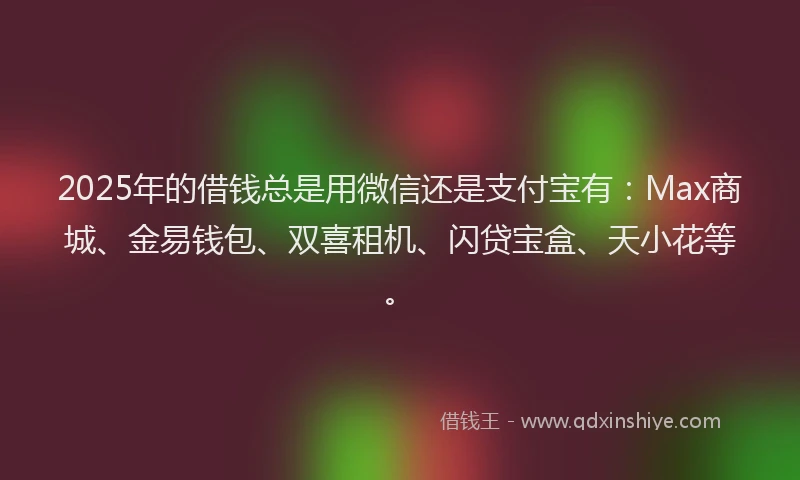 2025年的借钱总是用微信还是支付宝有：Max商城、金易钱包、双喜租机、闪贷宝盒、天小花等。