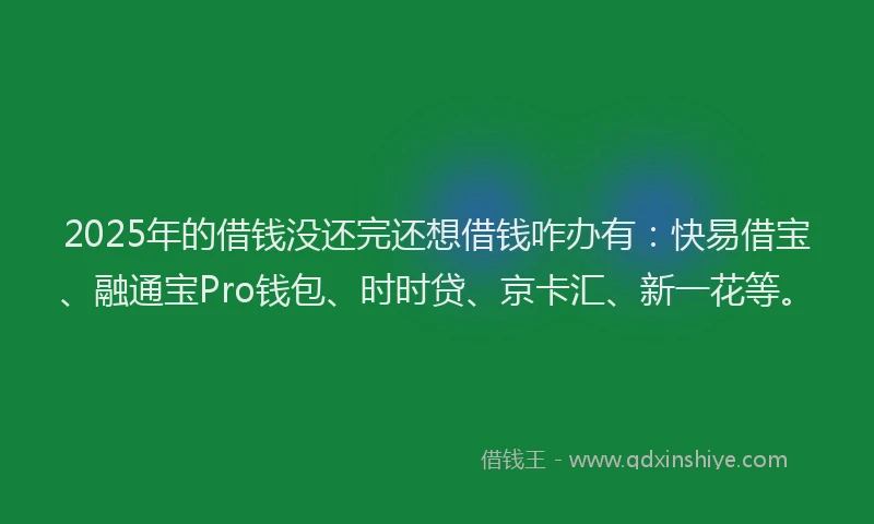 2025年的借钱没还完还想借钱咋办有：快易借宝、融通宝Pro钱包、时时贷、京卡汇、新一花等。