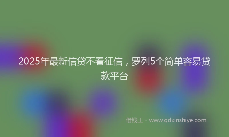2025年最新信贷不看征信，罗列5个简单容易贷款平台