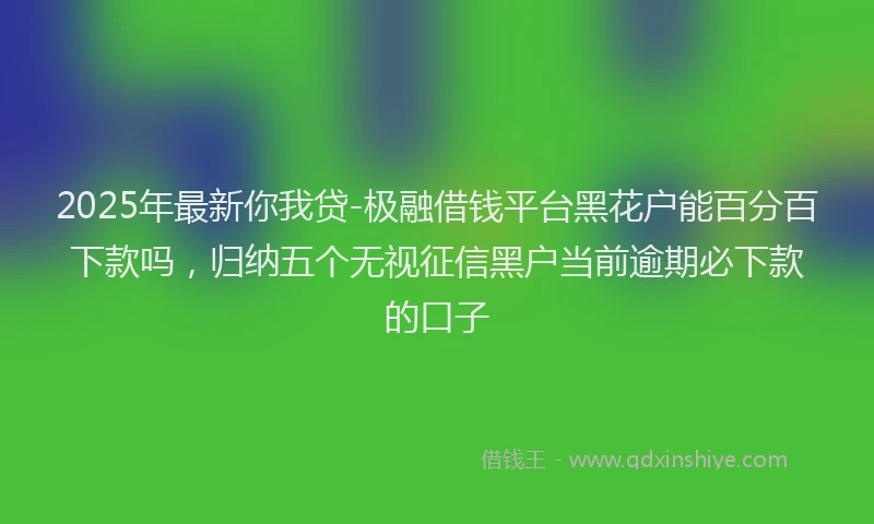 2025年最新你我贷-极融借钱平台黑花户能百分百下款吗，归纳五个无视征信黑户当前逾期必下款的口子