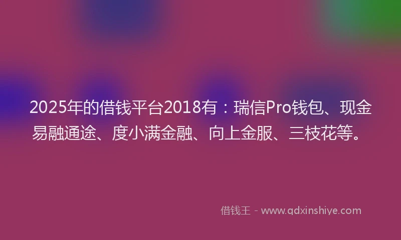 2025年的借钱平台2018有：瑞信Pro钱包、现金易融通途、度小满金融、向上金服、三枝花等。