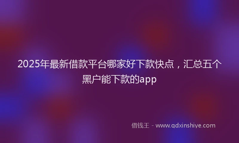 2025年最新借款平台哪家好下款快点，汇总五个黑户能下款的app
