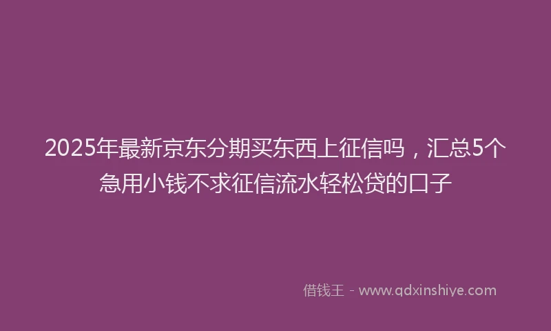 2025年最新京东分期买东西上征信吗，汇总5个急用小钱不求征信流水轻松贷的口子
