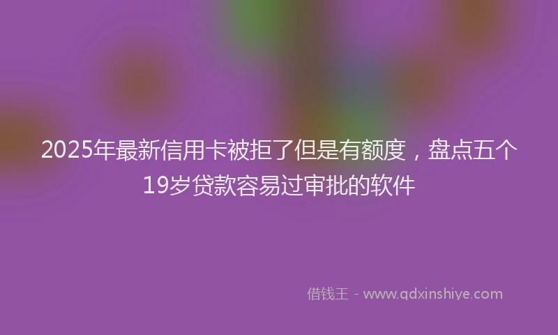 2025年最新信用卡被拒了但是有额度，盘点五个19岁贷款容易过审批的软件