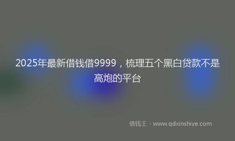 2025年最新借钱借9999，梳理五个黑白贷款不是高炮的平台