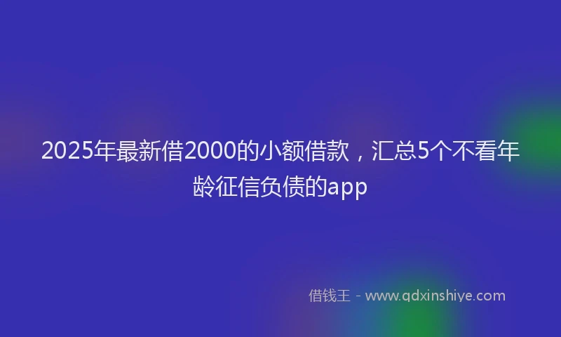 2025年最新借2000的小额借款，汇总5个不看年龄征信负债的app