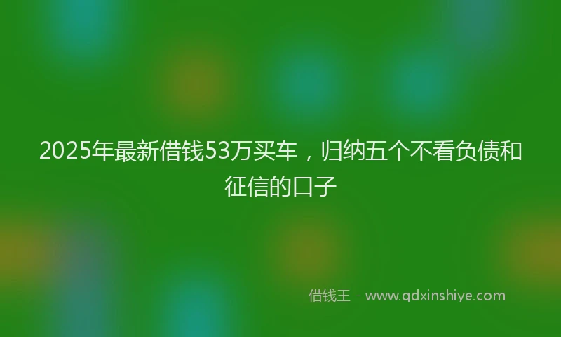 2025年最新借钱53万买车，归纳五个不看负债和征信的口子