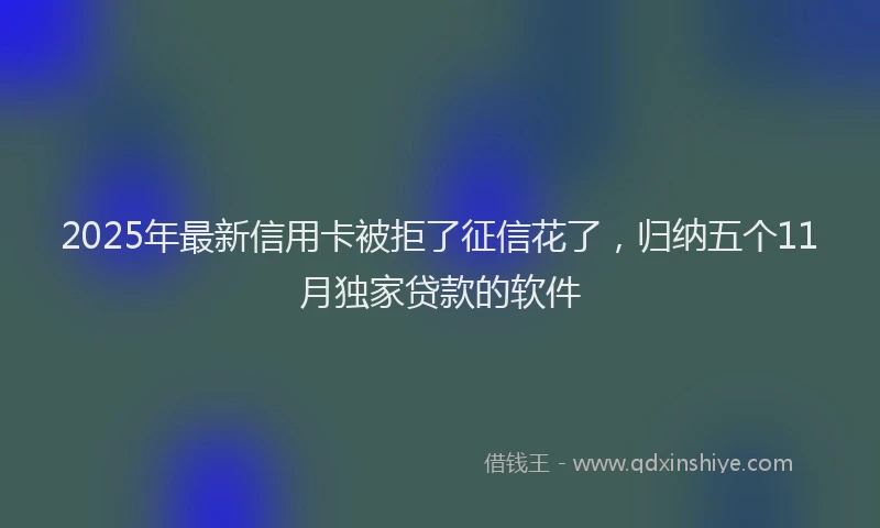 2025年最新信用卡被拒了征信花了，归纳五个11月独家贷款的软件