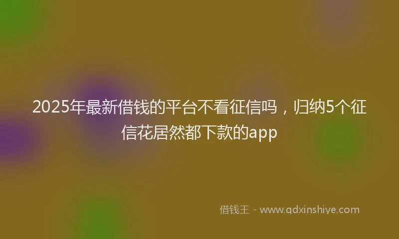 2025年最新借钱的平台不看征信吗，归纳5个征信花居然都下款的app