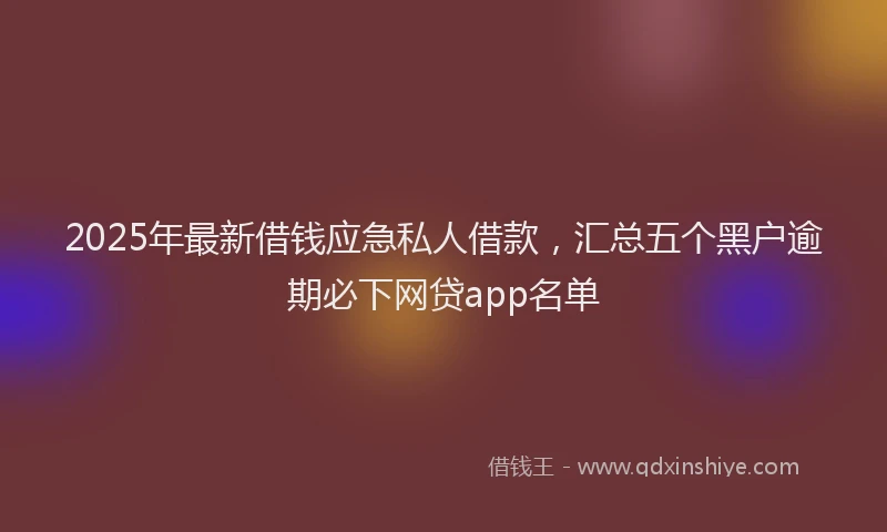 2025年最新借钱应急私人借款，汇总五个黑户逾期必下网贷app名单