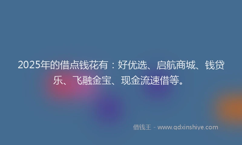 2025年的借点钱花有：好优选、启航商城、钱贷乐、飞融金宝、现金流速借等。