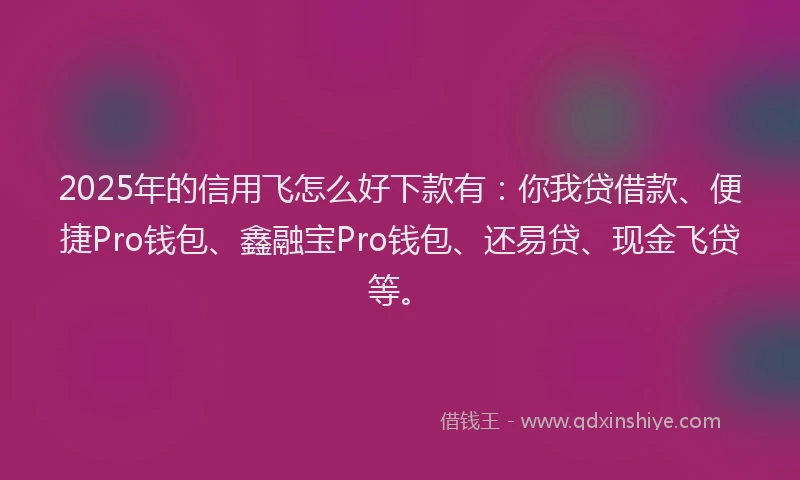 2025年的信用飞怎么好下款有：你我贷借款、便捷Pro钱包、鑫融宝Pro钱包、还易贷、现金飞贷等。