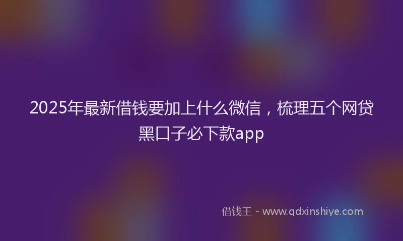 2025年最新借钱要加上什么微信，梳理五个网贷黑口子必下款app