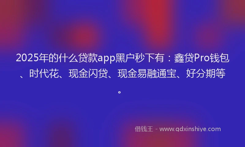 2025年的什么贷款app黑户秒下有：鑫贷Pro钱包、时代花、现金闪贷、现金易融通宝、好分期等。