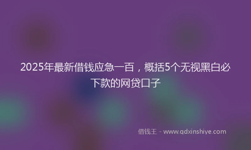 2025年最新借钱应急一百，概括5个无视黑白必下款的网贷口子