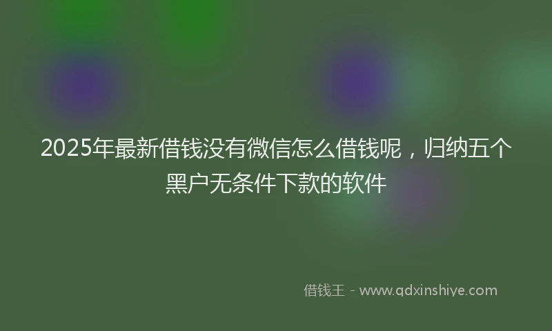 2025年最新借钱没有微信怎么借钱呢，归纳五个黑户无条件下款的软件
