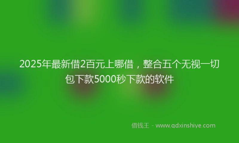 2025年最新借2百元上哪借，整合五个无视一切包下款5000秒下款的软件