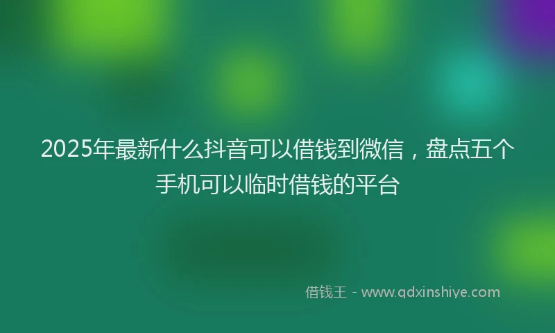 2025年最新什么抖音可以借钱到微信，盘点五个手机可以临时借钱的平台