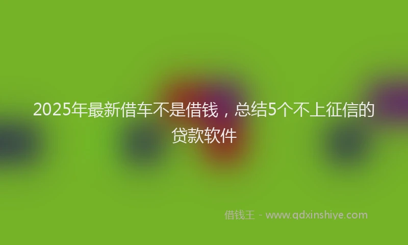 2025年最新借车不是借钱，总结5个不上征信的贷款软件