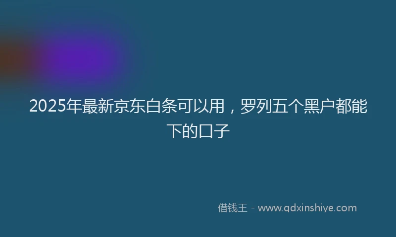2025年最新京东白条可以用，罗列五个黑户都能下的口子
