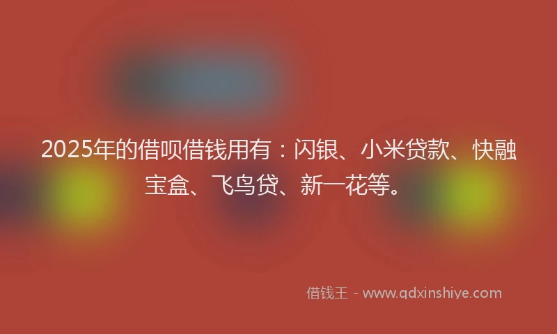 2025年的借呗借钱用有：闪银、小米贷款、快融宝盒、飞鸟贷、新一花等。