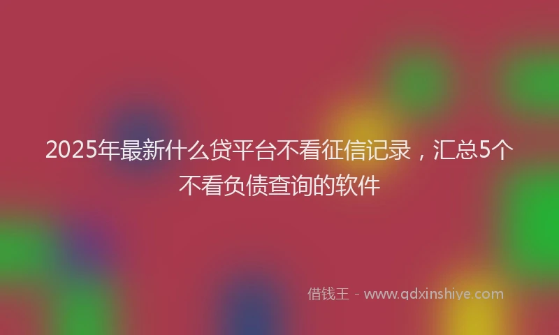 2025年最新什么贷平台不看征信记录，汇总5个不看负债查询的软件