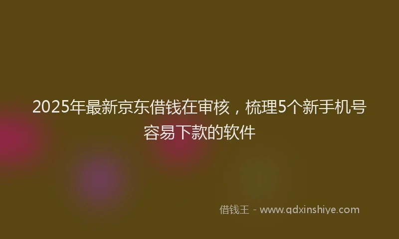 2025年最新京东借钱在审核，梳理5个新手机号容易下款的软件