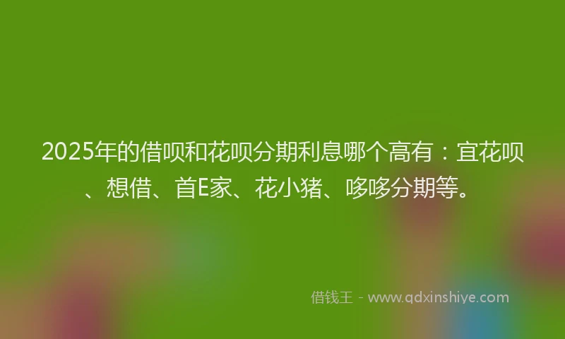 2025年的借呗和花呗分期利息哪个高有：宜花呗、想借、首E家、花小猪、哆哆分期等。