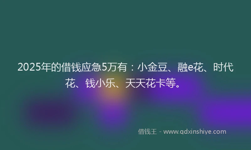 2025年的借钱应急5万有：小金豆、融e花、时代花、钱小乐、天天花卡等。