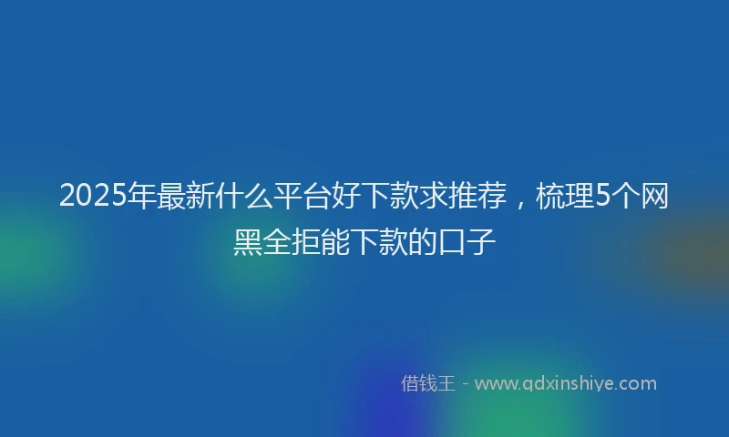 2025年最新什么平台好下款求推荐，梳理5个网黑全拒能下款的口子