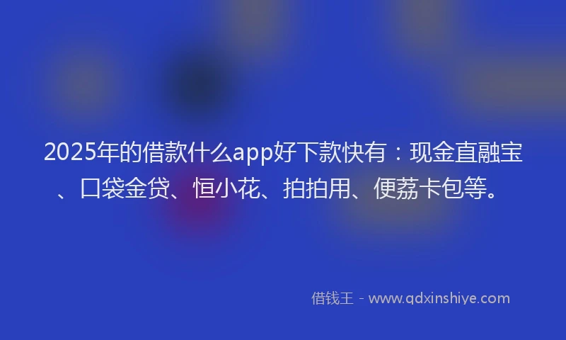 2025年的借款什么app好下款快有：现金直融宝、口袋金贷、恒小花、拍拍用、便荔卡包等。