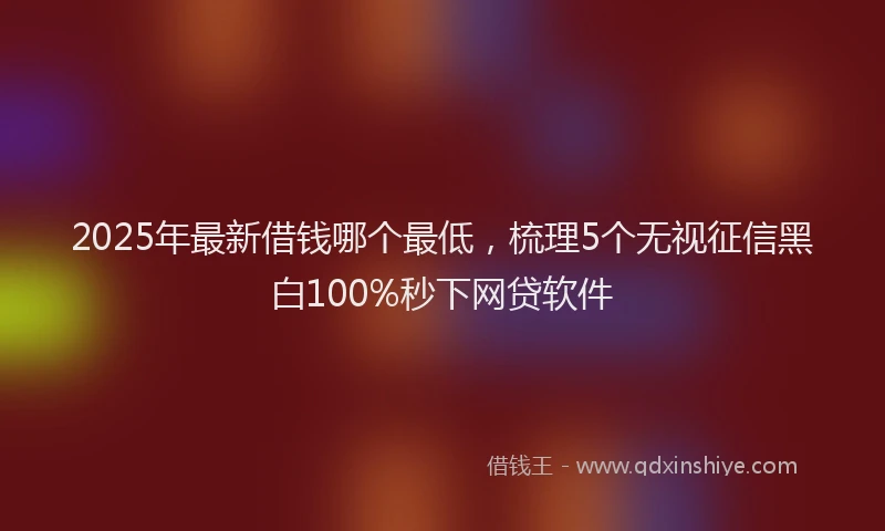 2025年最新借钱哪个最低，梳理5个无视征信黑白100%秒下网贷软件