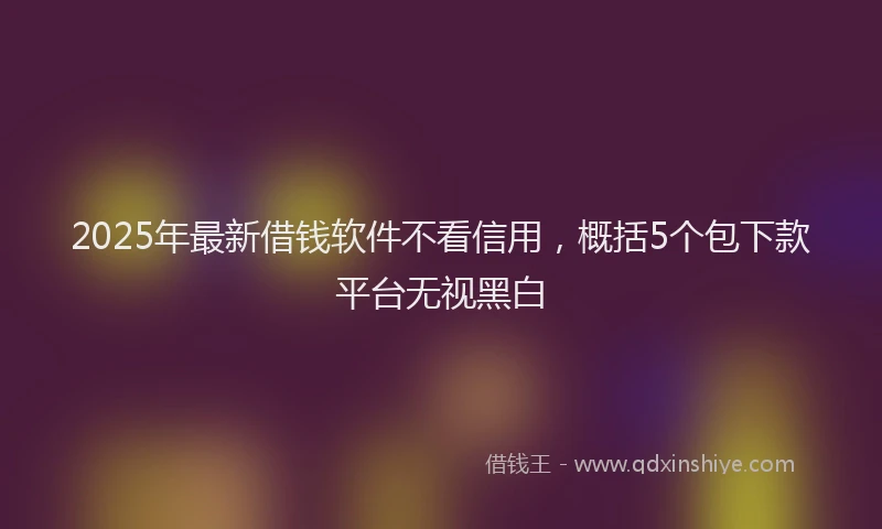 2025年最新借钱软件不看信用，概括5个包下款平台无视黑白