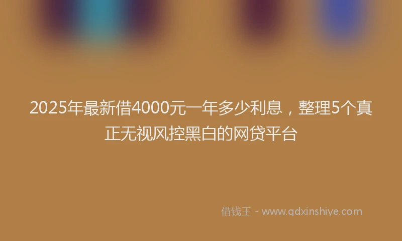 2025年最新借4000元一年多少利息，整理5个真正无视风控黑白的网贷平台