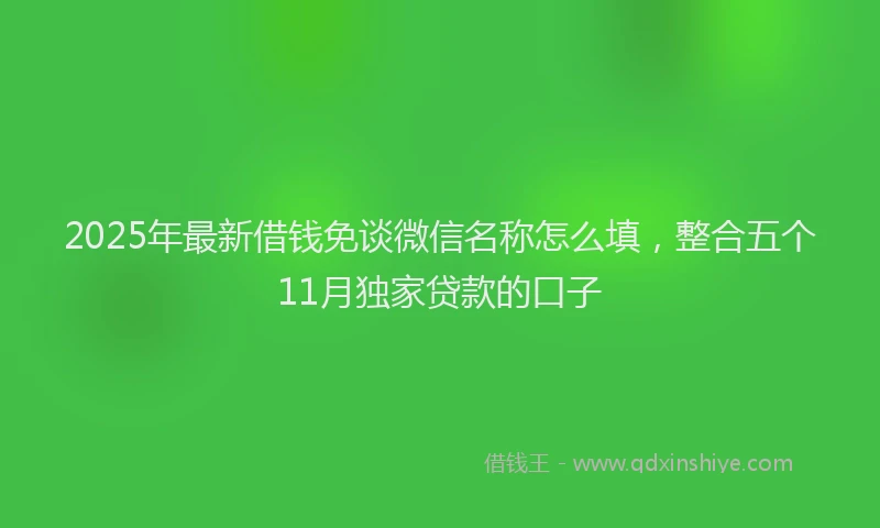 2025年最新借钱免谈微信名称怎么填，整合五个11月独家贷款的口子