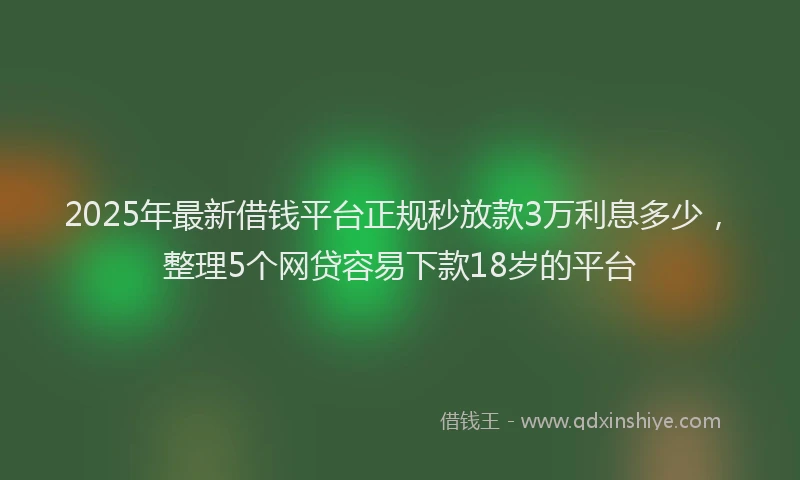 2025年最新借钱平台正规秒放款3万利息多少，整理5个网贷容易下款18岁的平台