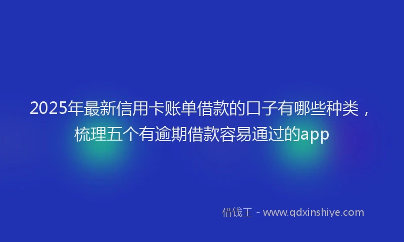 2025年最新信用卡账单借款的口子有哪些种类，梳理五个有逾期借款容易通过的app