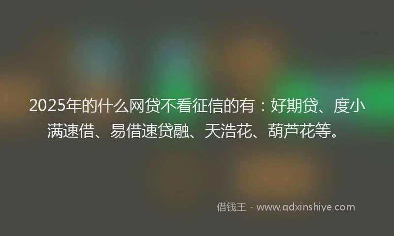 2025年的什么网贷不看征信的有：好期贷、度小满速借、易借速贷融、天浩花、葫芦花等。