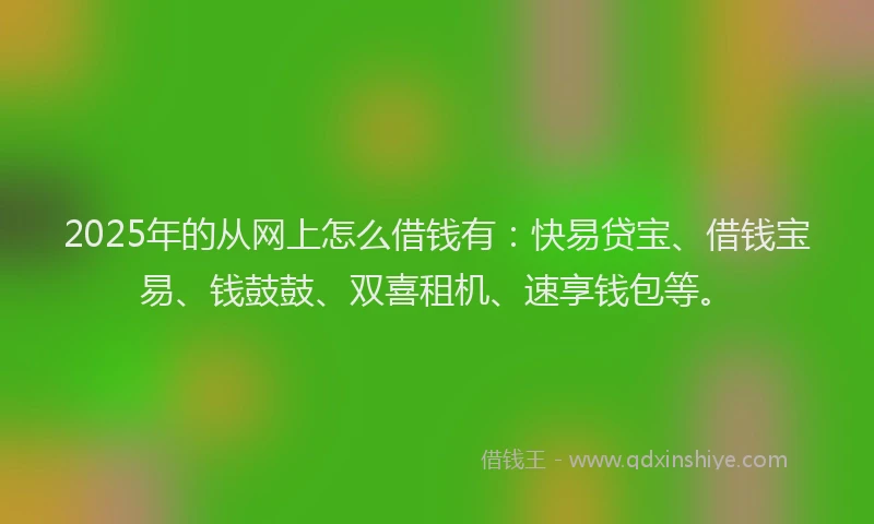 2025年的从网上怎么借钱有：快易贷宝、借钱宝易、钱鼓鼓、双喜租机、速享钱包等。
