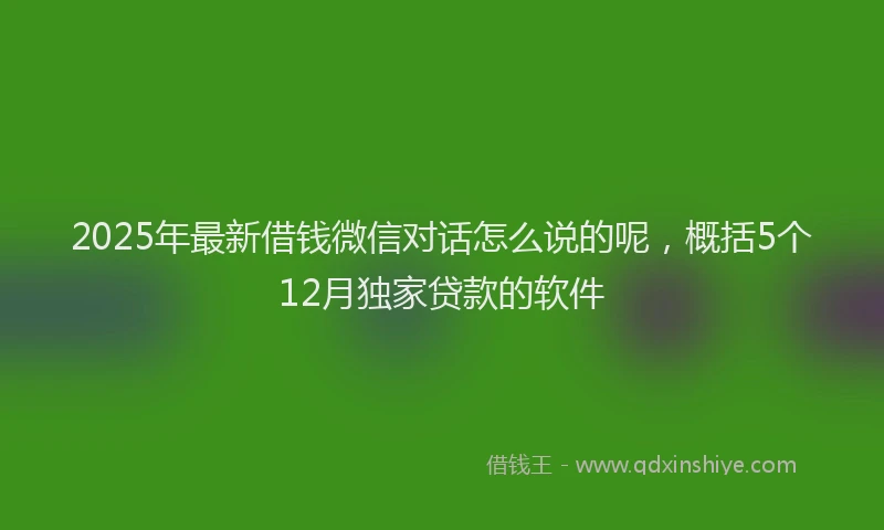 2025年最新借钱微信对话怎么说的呢，概括5个12月独家贷款的软件