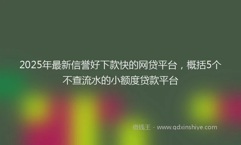 2025年最新信誉好下款快的网贷平台，概括5个不查流水的小额度贷款平台