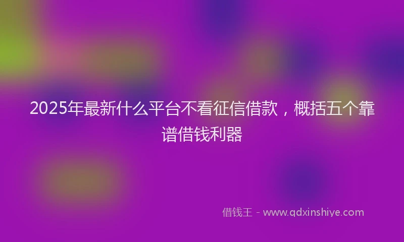 2025年最新什么平台不看征信借款，概括五个靠谱借钱利器